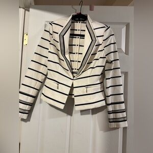 White House Black Market Black and White Striped Blazer